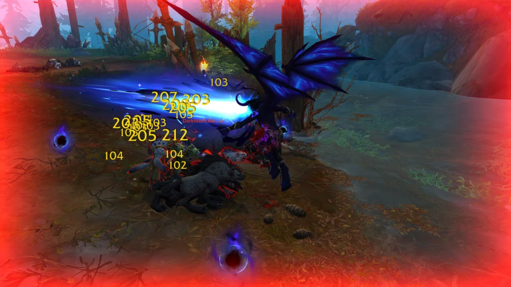 Fighting mobs on a gold farming run in World of Warcraft